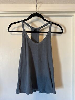 Women's Gray/blue Ribbed Tank Top - Racerback